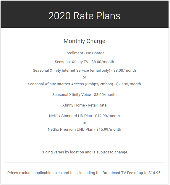 Comcast Save Money with Seasonal Hold