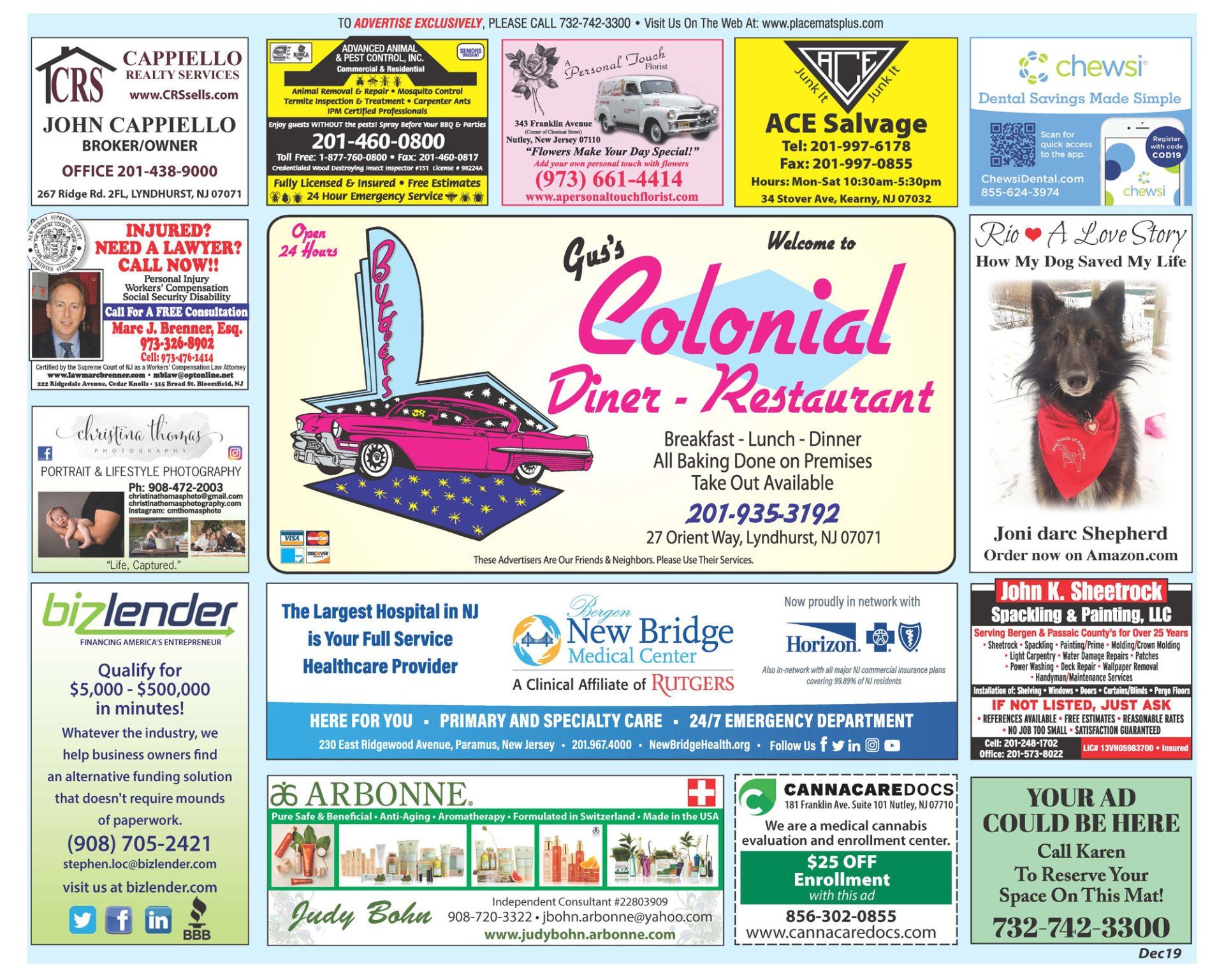 Advertising Placemats Northern, NJ Placemats Plus Service