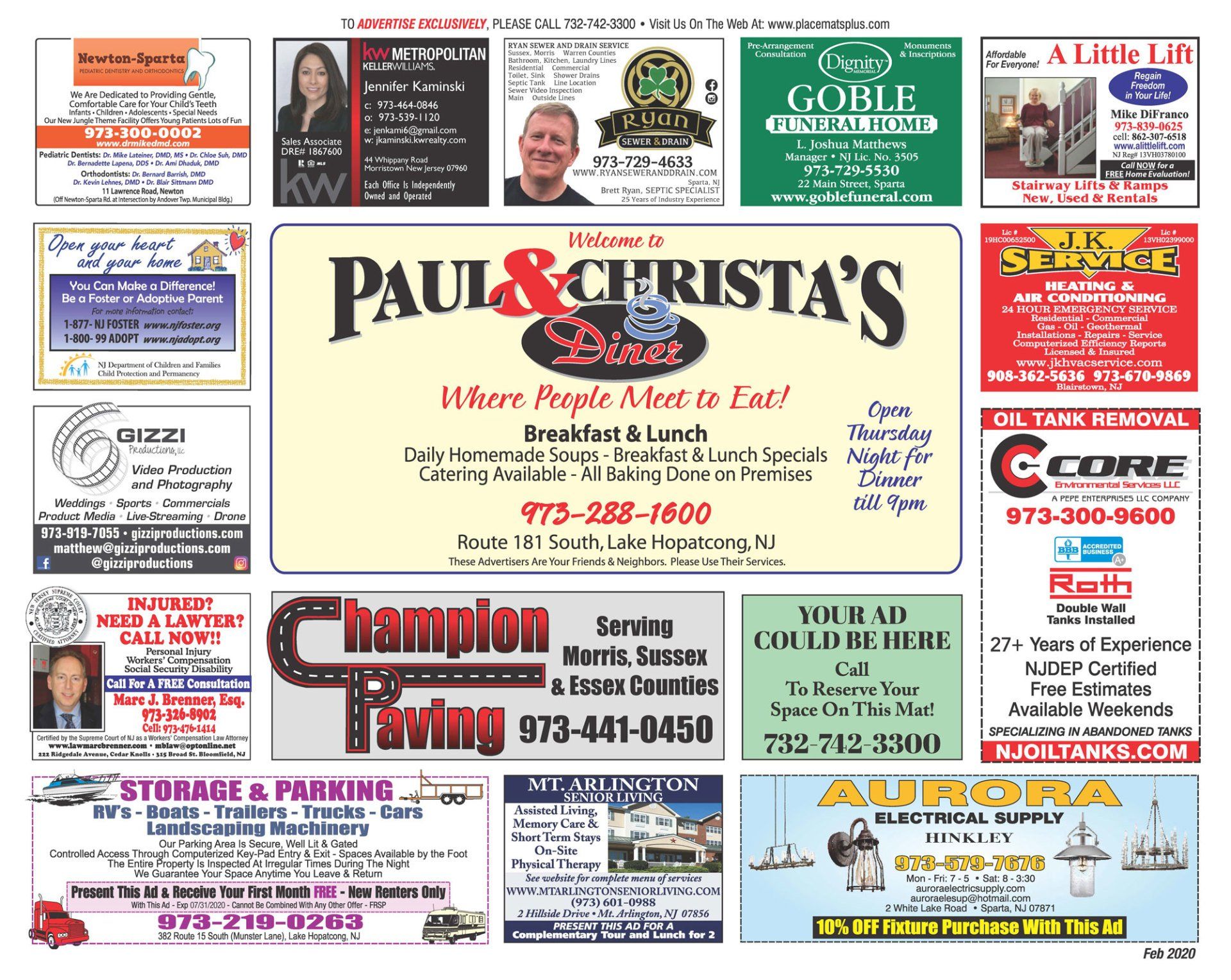 Advertising Placemats Northern, NJ Placemats Plus Service