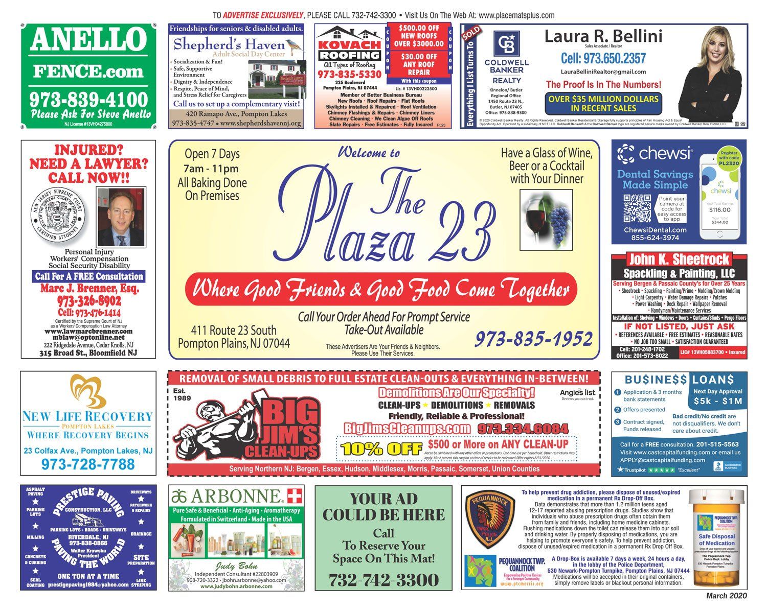 Advertising Placemats Northern, NJ Placemats Plus Service