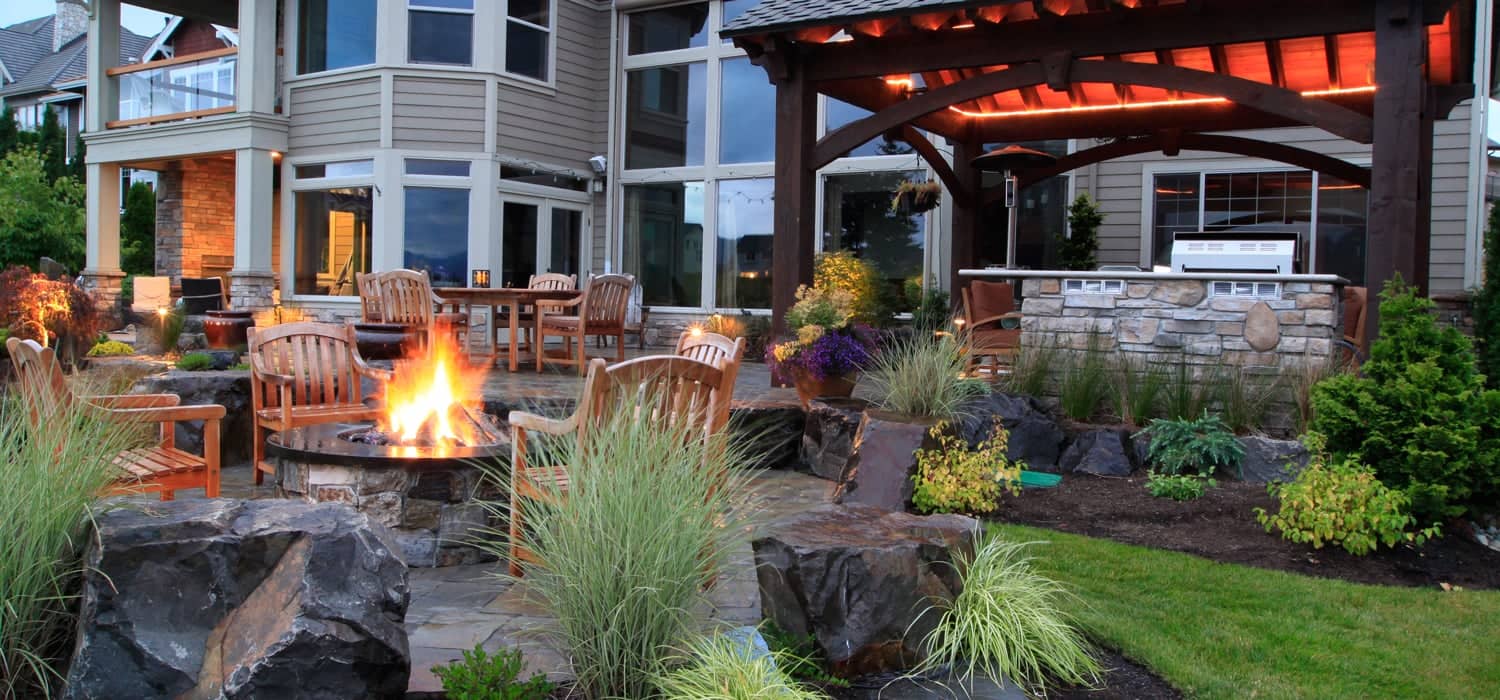 Outdoor Fire Pit Golf Course Retreat Alderwood Landscaping