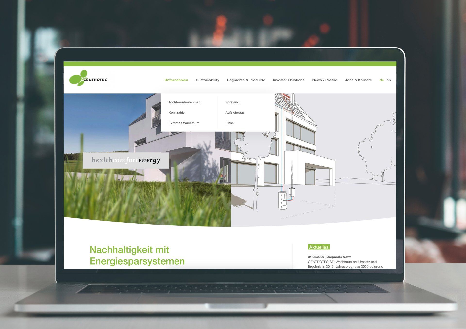 Screenshot Centrotec Webseite Desktopversion - Studio Krause