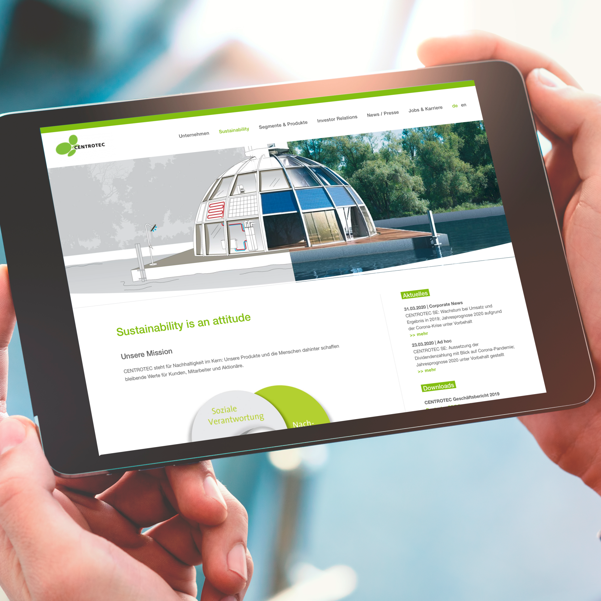 Screenshot Centrotec Webseite Tabletversion - Studio Krause