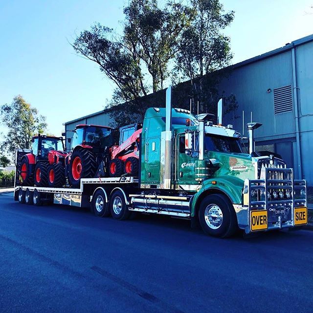 heavy hauler with construction equipment