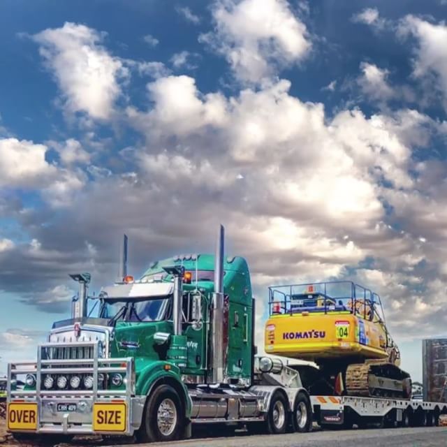 heavy hauler with construction equipment