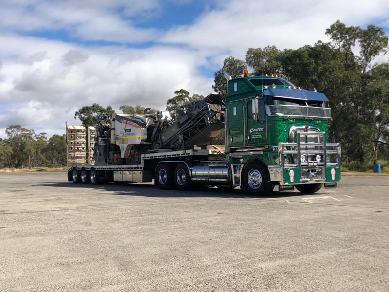 large green semi truck