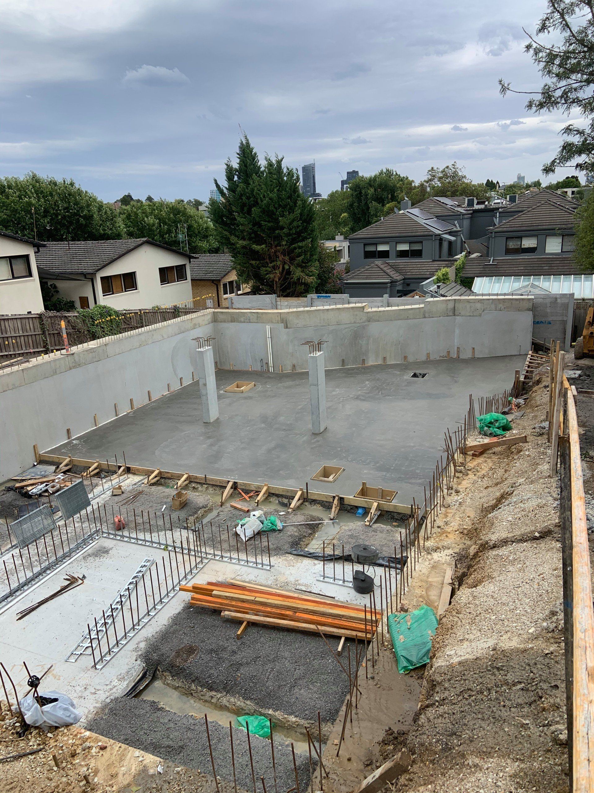 Stock cement and steel bars