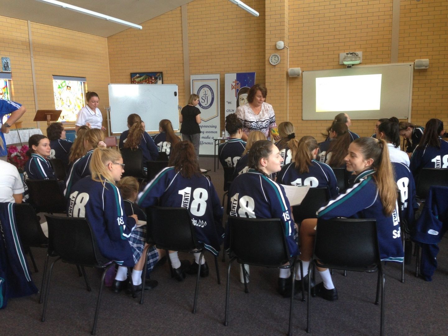 Selected Year 11 students at St Joseph’s Catholic College participating in LivingWorks safeTALK, the suicide prevention awareness presentation that has been part of the school’s proactive work in SKILLS (Supporting Kids in Living Life Safely). St Joseph’s earned recognition from LivingWorks International based in Canada for being an exemplary role model in the education sector.