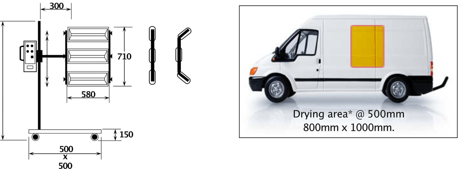 Victory Lighting VLP30SL Large Paint Dryer Dimensions & Coverage