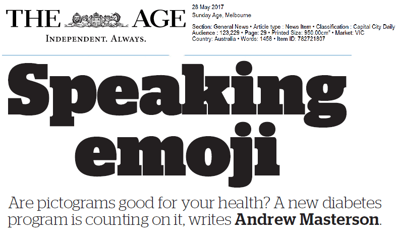 Headline for emojifit Diabetes in The Age 