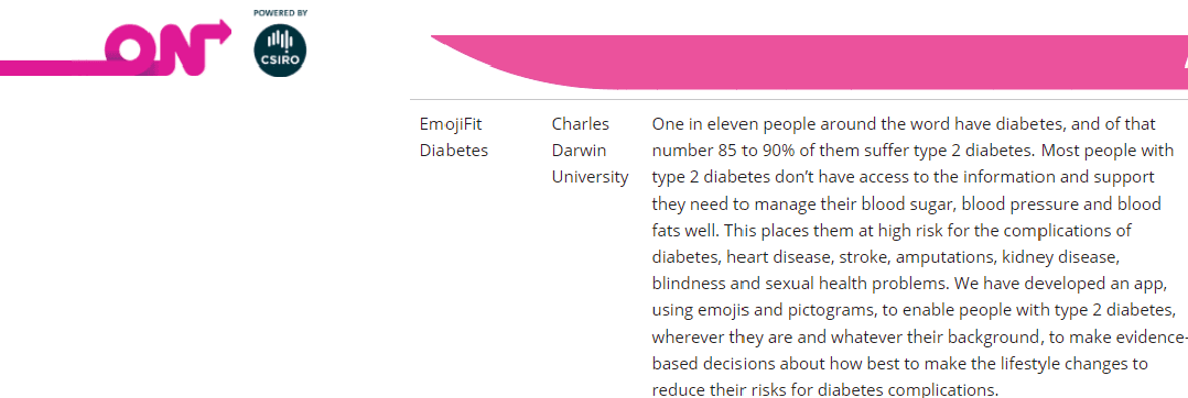 emojifit Diabetes gets a place on the CSIRO ON Prime  program pic