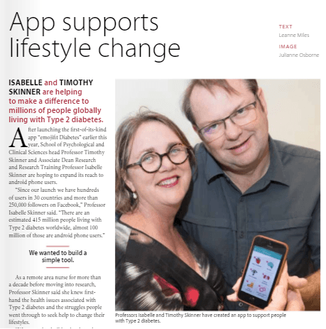 Isabelle and Tim Skinner show emojifit Diabetes app my concerns screen