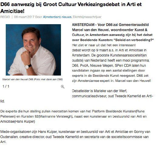 Dichtbij.nl over kunst en cultuurdebat met onder andere Marcel van den Heuvel
