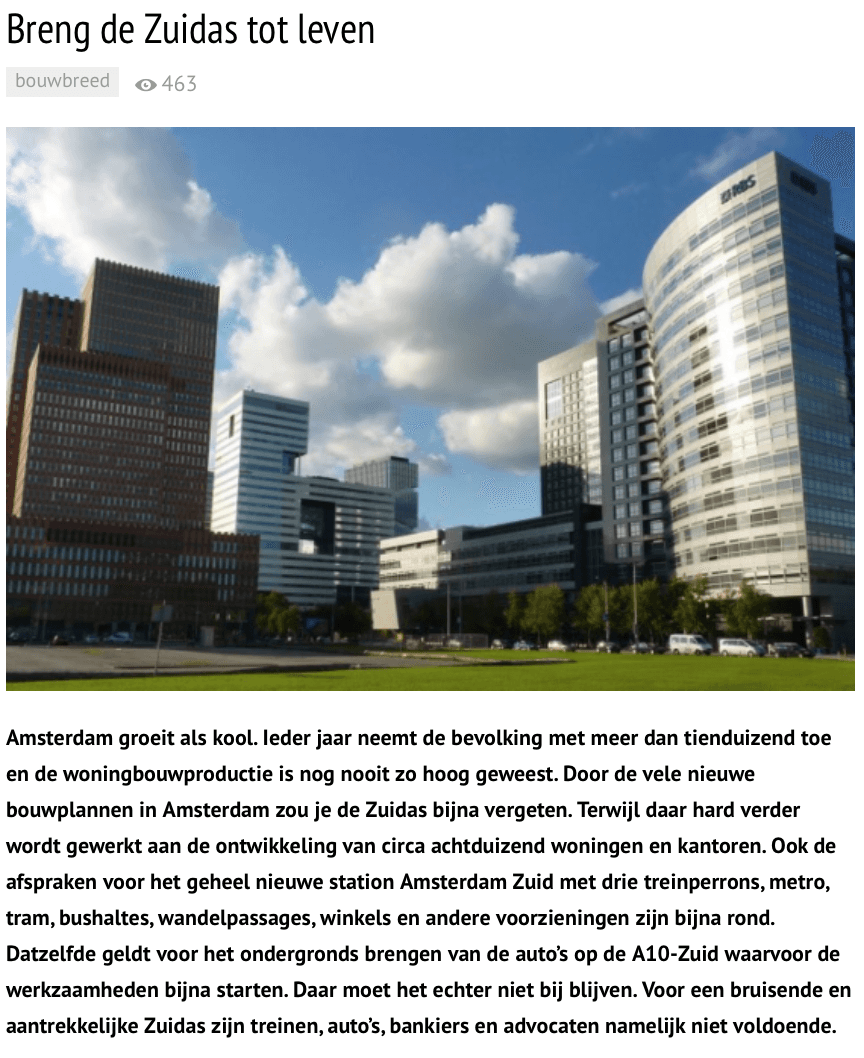 Bart Vink en Marcel van den Heuvel over Zuidas Amsterdam