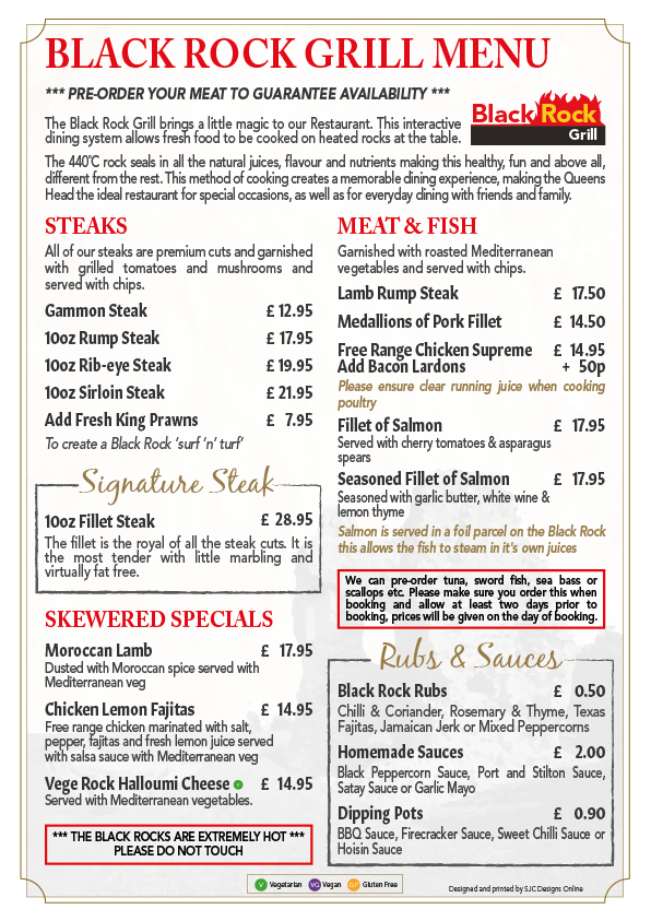 The Queens Head - Restaurant Menu