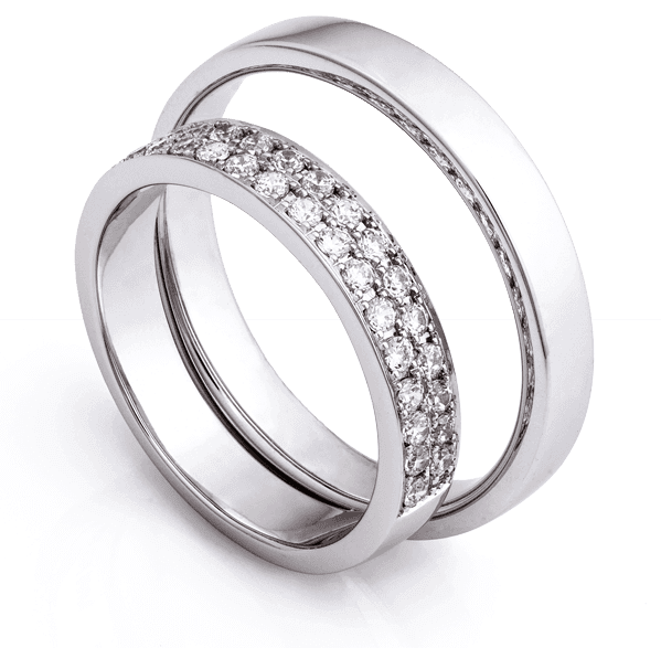 two custom platinum diamond rings