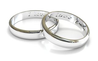 two engraved platinum wedding bands