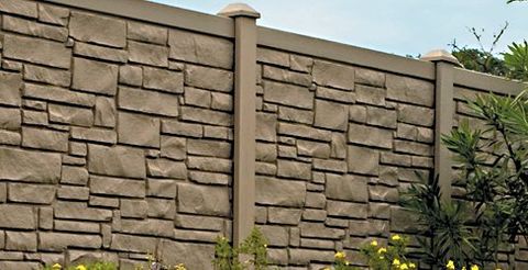 BuffTech Wood Grain Vinyl & Stone Fence | Millcreek Fence & Decks LLC