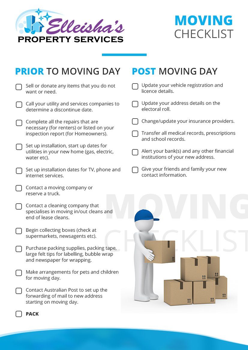 checklist for moving out of a house