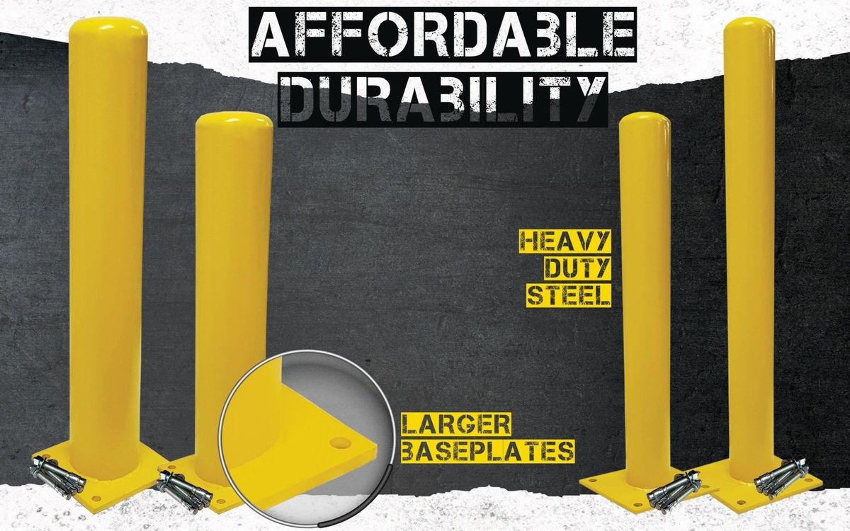 HeavyDuty Bolt Down Safety Bollards Surface Mount 4" Steel Bollard