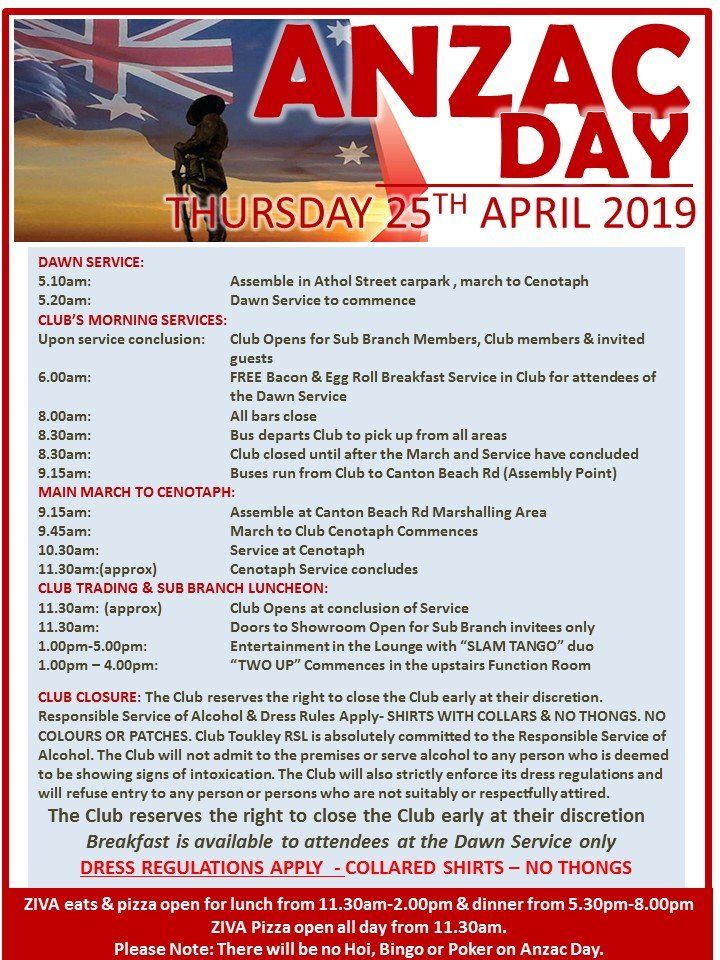 Anzac Day Services and Road Closures on the Central Coast