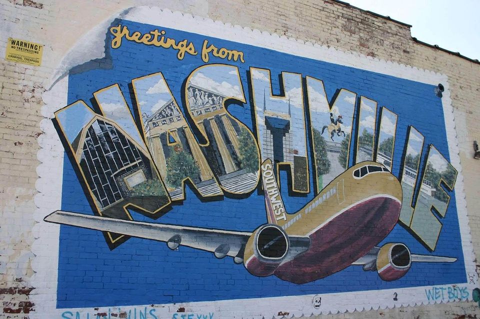 Unique Postcard Mural Greets Visitors to Nashville by