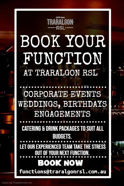 Function room available at Traralgon RSL brochure 