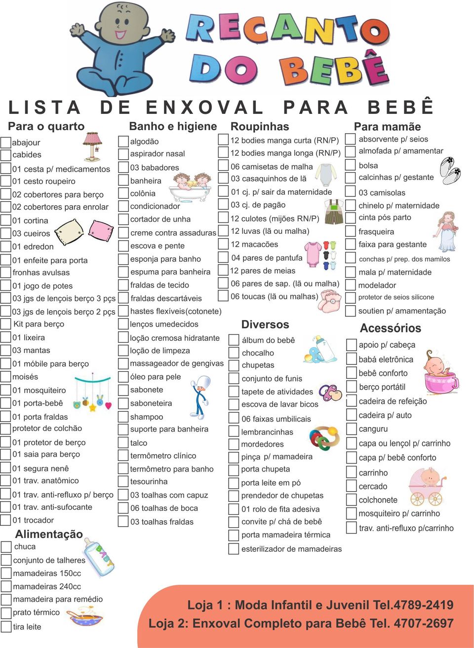 Lista de Enxoval - Recanto do Bebe