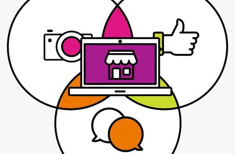 venn diagram with social media and websites icon