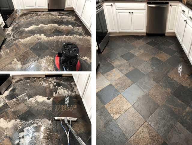 Slate Tile Grout Counter Top Cleaning