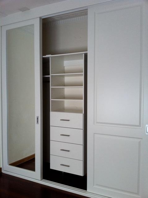 internal white shelving to built in wardrobe