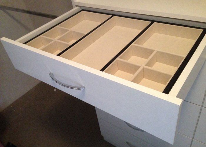 white drawer with jewelery tray insert