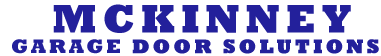 a blue logo for mckinney garage door solutions