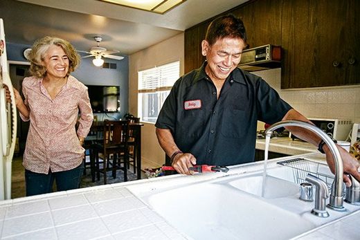 fixing sink for old lady