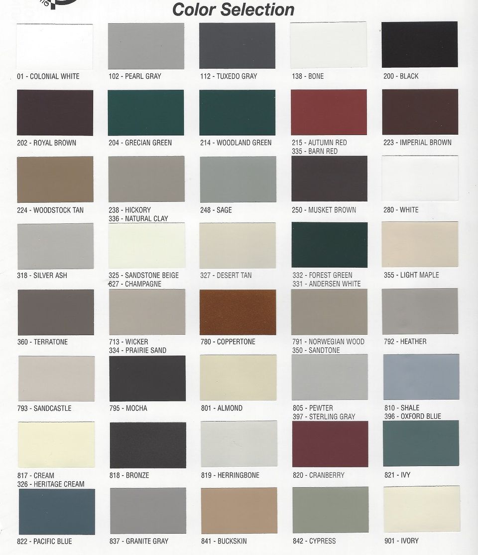 Variform Vinyl Siding Color Chart