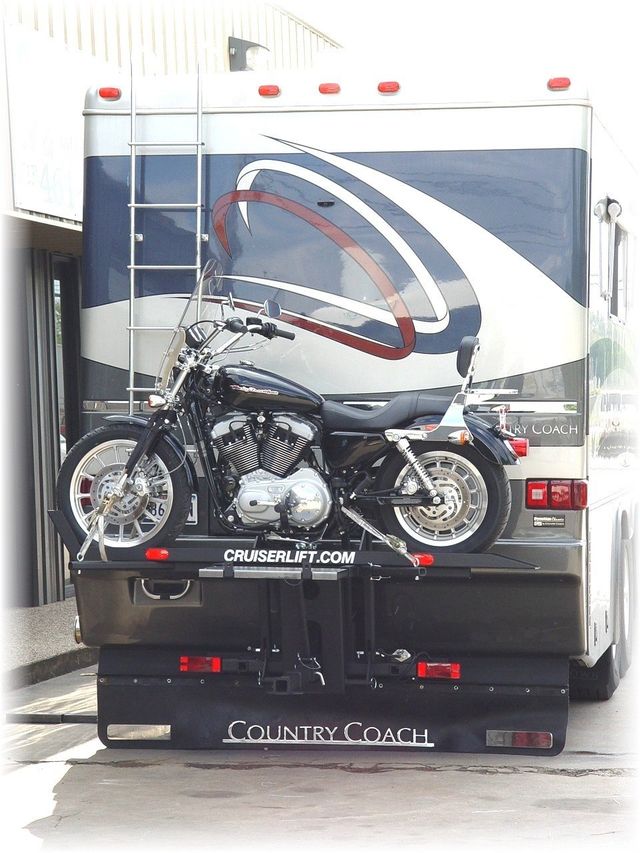 A Custom Motorcycle Carrier on our Fifth Wheel
