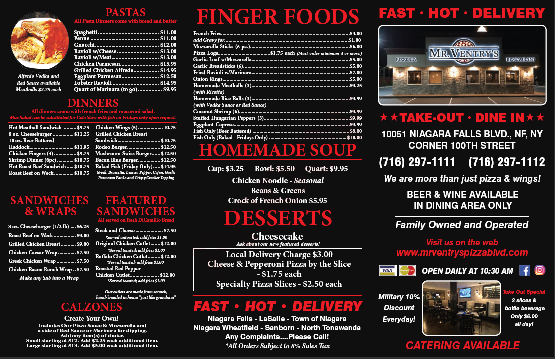 Mr. Ventry's Pizza on the Boulevard Niagara Falls, NY Dine In