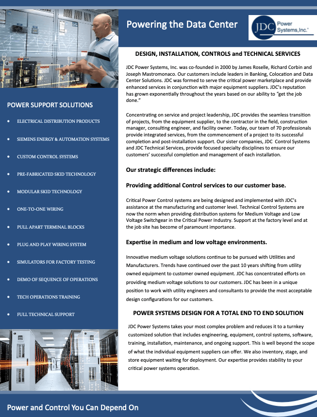 JDC POWER SYSTEMS INC. | BROCHURE