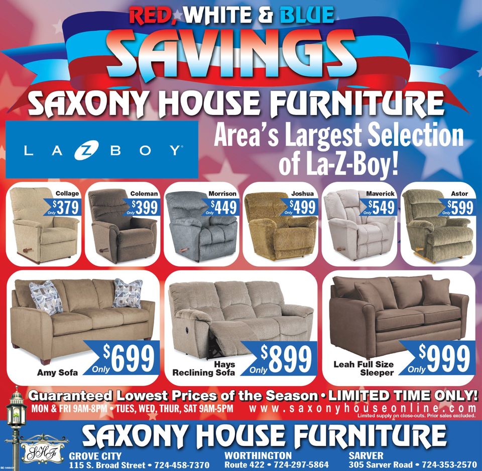 Saxony House Furniture Promotions Worthington, PA