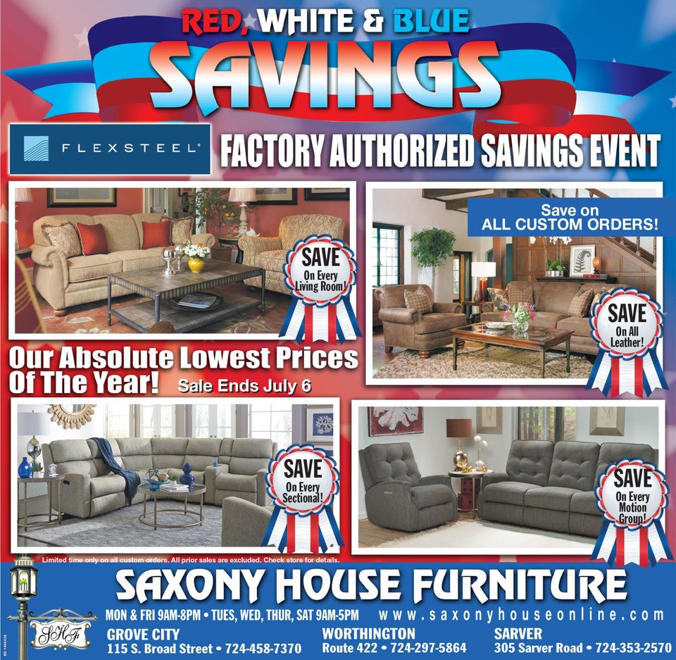 Saxony House Furniture Promotions Worthington, PA