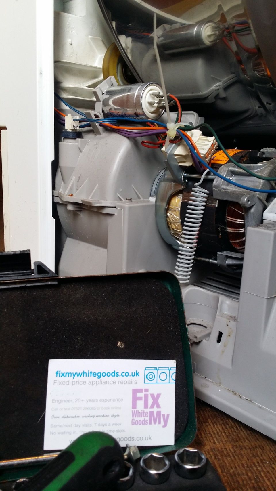 A quick & easy tumble dryer repair in a shed.