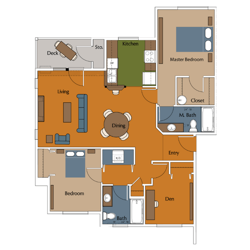 River View Collection Floor Plans 1, 2 & 3 Bedroom