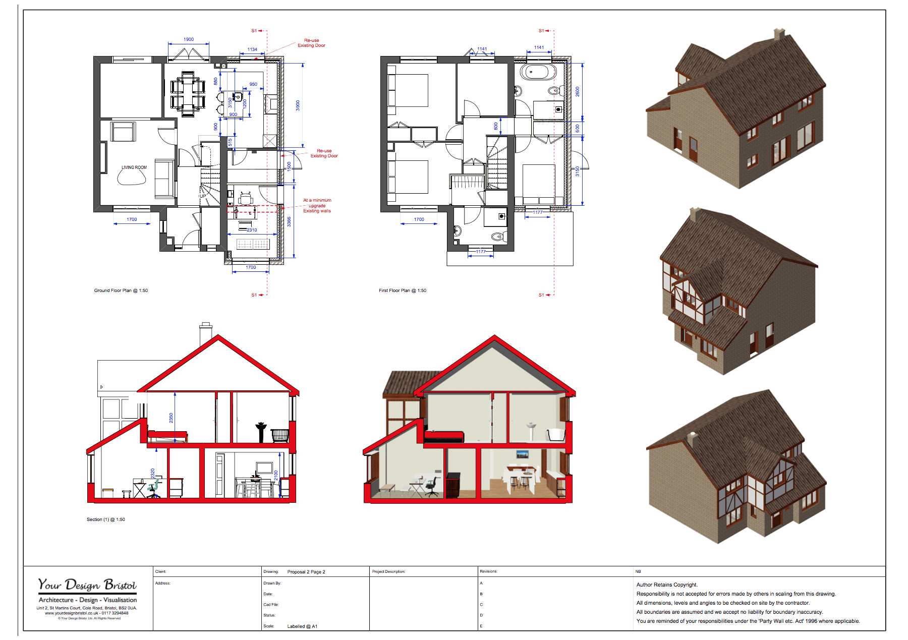 Two Storey Extension Drawings and Visualisation