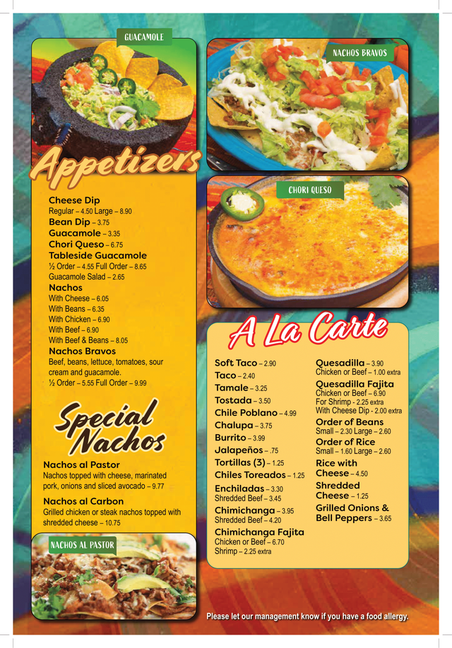 Menu Los Bravos