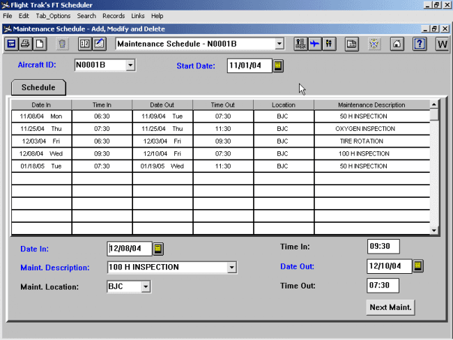 Flighttrak - Aviation scheduling software - Flight Calendar - Aircraft ...