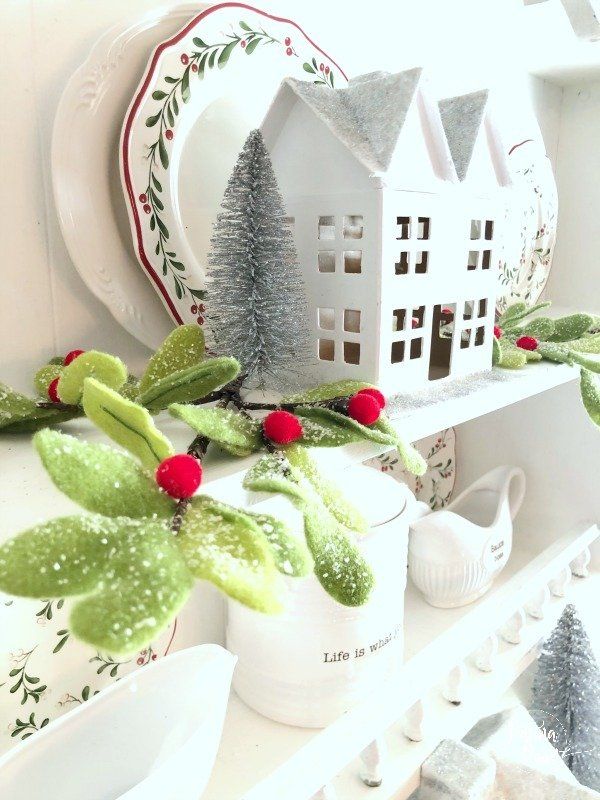 White Christmas House and felt greenery
