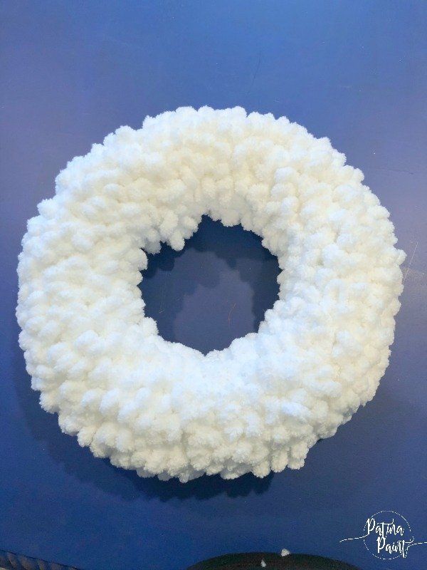 white loop yarn wreath