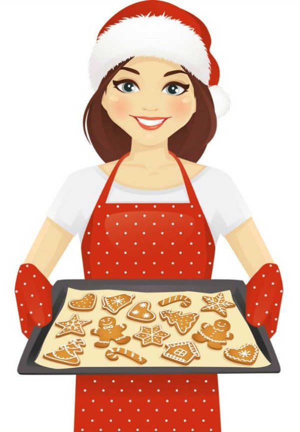 woman baking christmas cookies