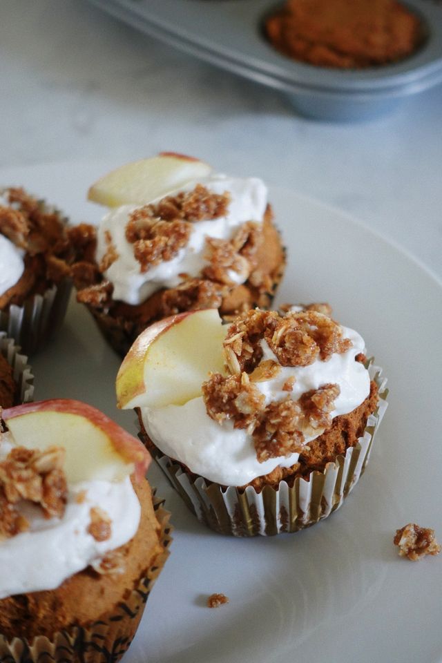 Apple Spice Cupcakes With Oat Crumble And Cider Syrup With Country Crock Plant Butter