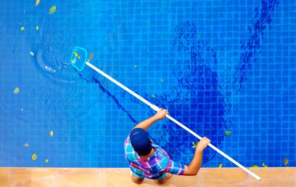 Man Cleaning the Pool — Pool Services in Cessnock, NSW